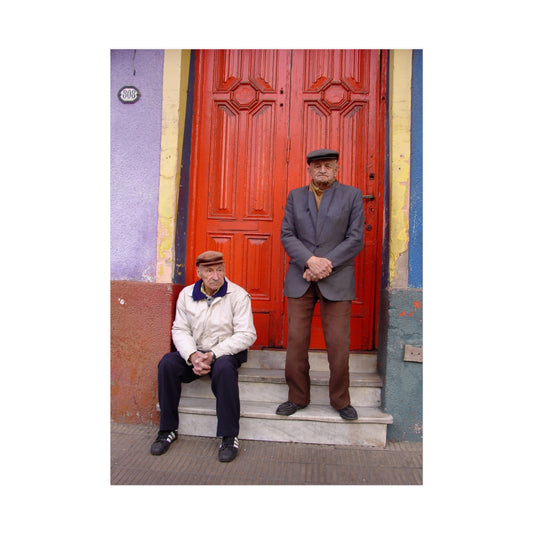 Two Men at the Red Door — La Boca Street Portrait | "Argentinidad" Exhibition | Rômulo Fritscher