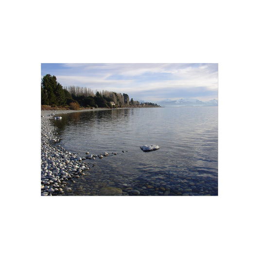 Pebbled Shore at Dawn — Patagonia Lakescape Fine Art Poster | "Argentinidad" Exhibition | Rômulo Fritscher
